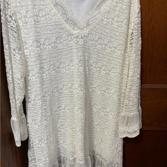 Indigo Soul White Lace Boho Tunic Top – Size Large - Picture 2 of 5